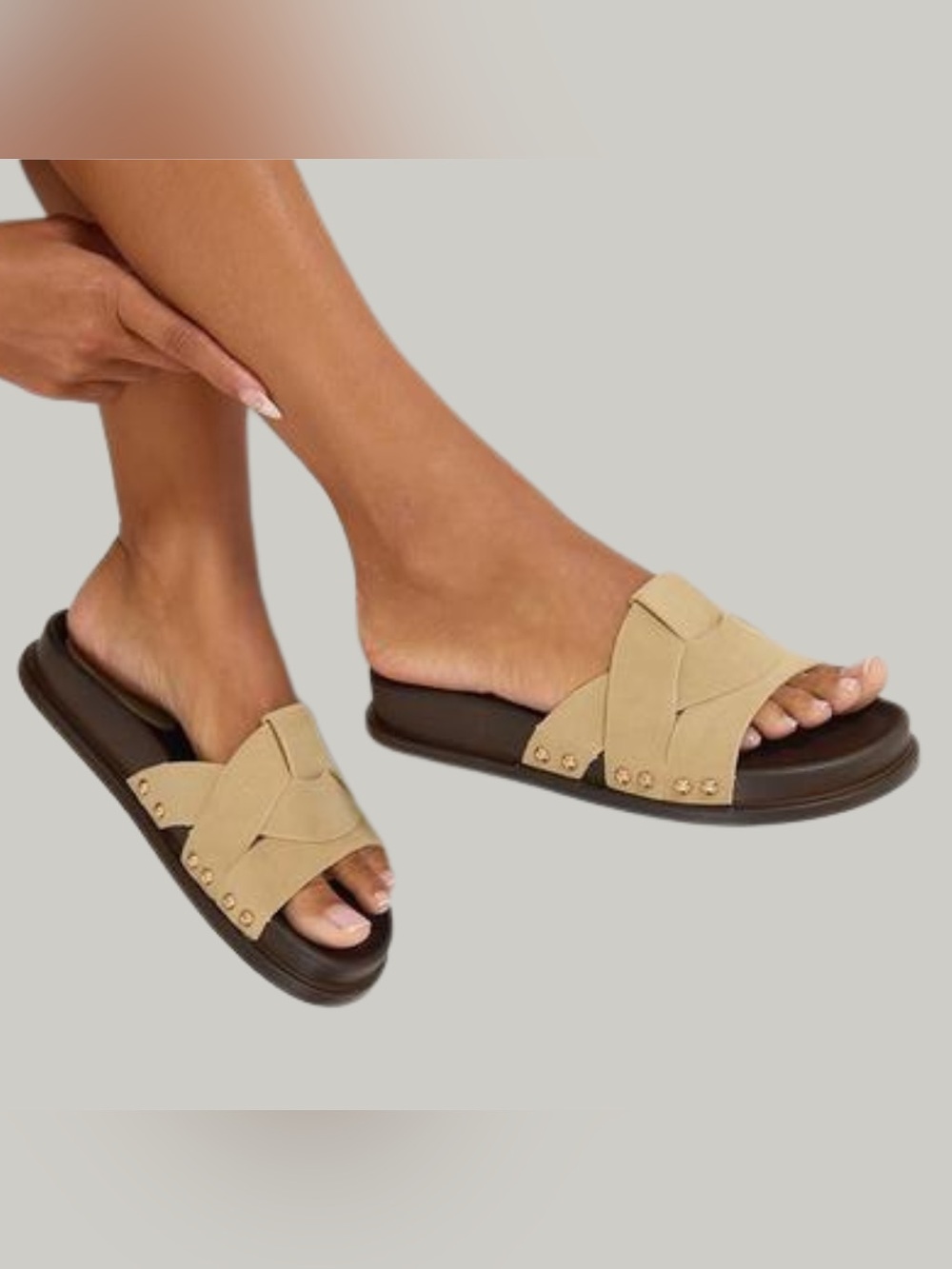 NEW Crisscross Stud Slide Chunky Sandals